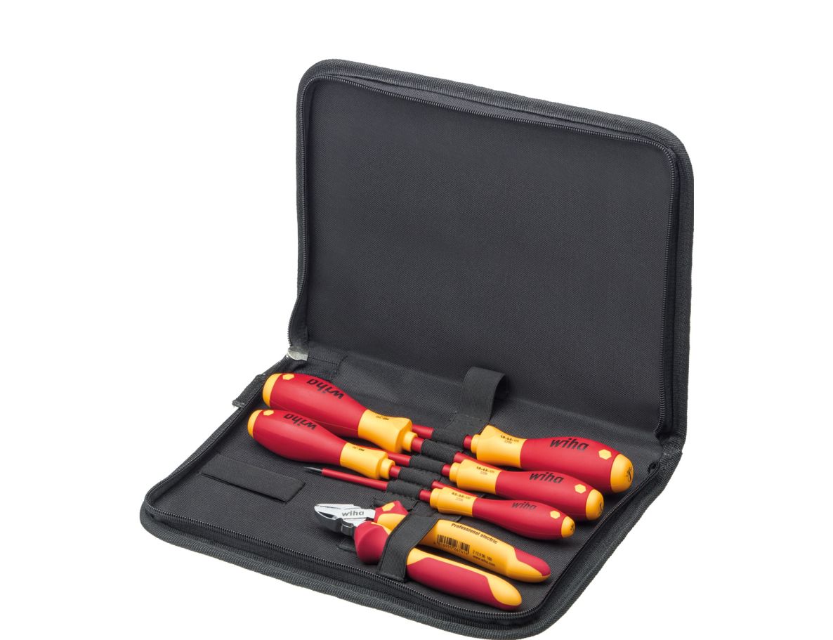 Wiha 33969 Werkzeug Set Elektriker Schraubendreher, Seitenschneider 6-tlg. in Tasche